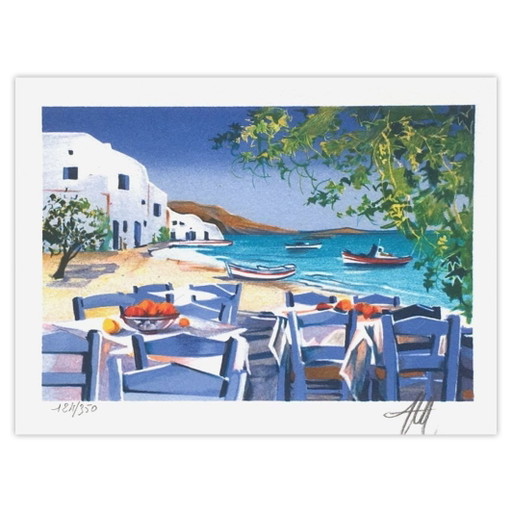 André Bongibault Signed Lithograph Grèce - Petite Suite 09 – lithos zeefdrukken, Paper (photo 2 of 5)