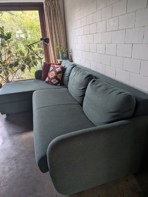 Divano letto 3 posti Bolia con chaise longue e contenitore, lana Sea Green – Divani 3 posti (photo 2 of 7)
