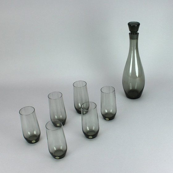 Image 1 of Aloys Ferdinant Ganghofner - smoked glass service "Cora" - Peill - Germany - 43 pieces - 1950s