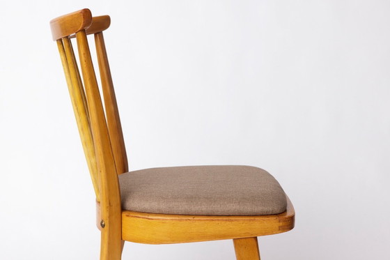 Image 1 of Vintage Beech Wood Kitchen Chair – 1960s German Design, Grey Upholstery, Restored