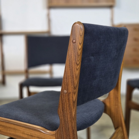 Image 1 of 4x Erik Buch vintage jaren 60 Deense stoel gerestaureerd teak