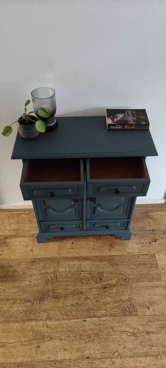 Image 1 of Unieke Petrol blauwgrijs Vintage Kast – Handgeschilderd