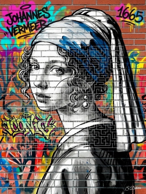 Vermeer Street Art Canvas Print / (80x60 cm)
