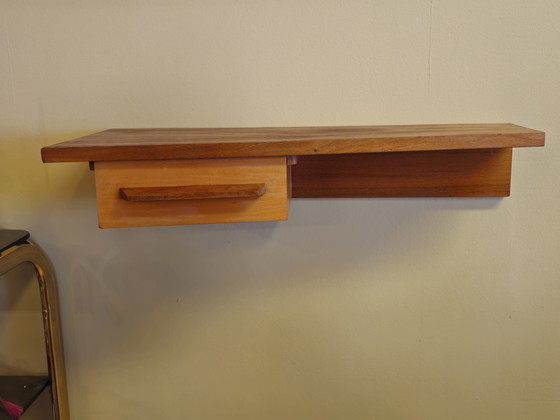 Image 1 of Mobiletto da parete vintage di metà secolo, mobiletto da corridoio, mensola a muro, portachiavi sospeso