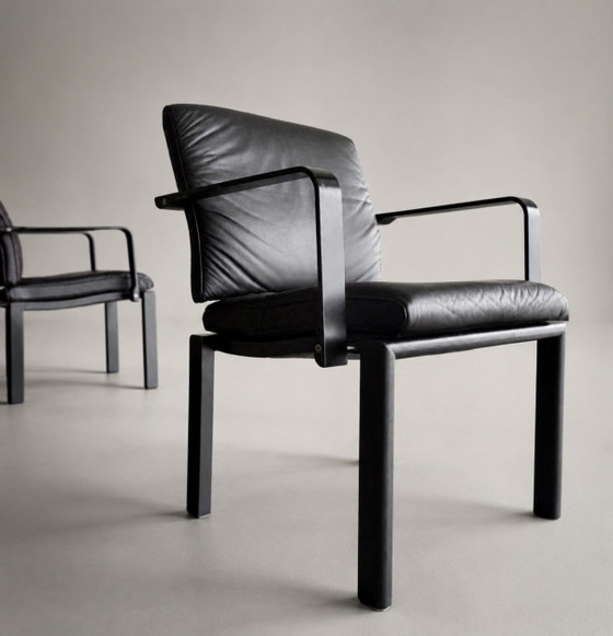 6 Vintage Quadro fauteuils — Bruno Rey & Charles Polin voor Dietiker, Zwitserland, 1989 – Eetkamerstoelen (photo 9 of 15)