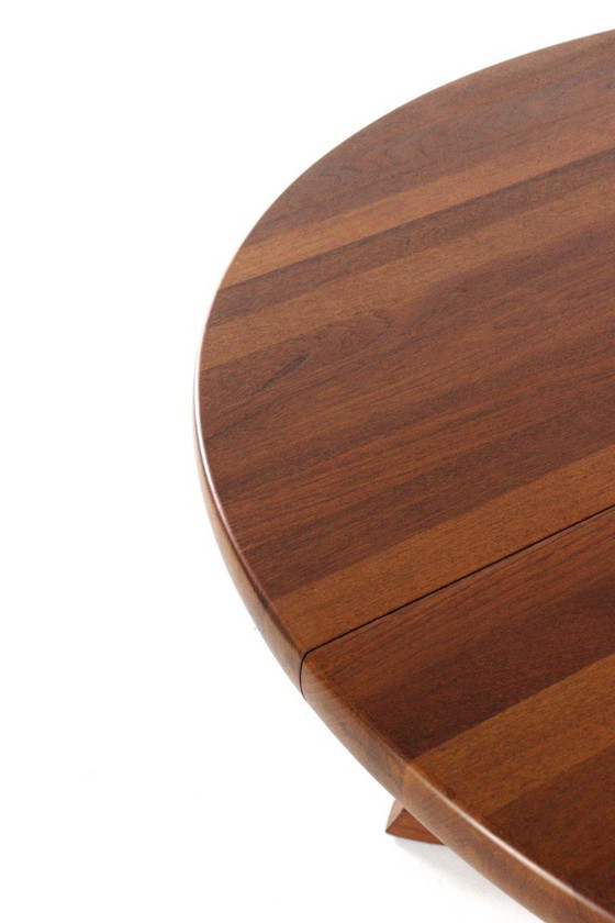 Image 1 of Gudme round 2x extendable dining table 'Slumstrup' vintage Danish design