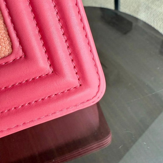 Image 1 of Chanel Boy Small - Stingray Pink Ruthenium Silver Hardware Serie 18
