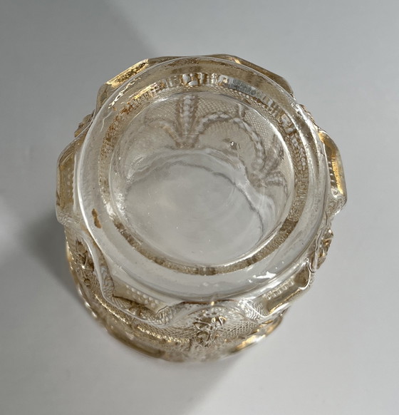 Image 1 of Gobelet en verre pressé Art nouveau, vers 1910 – Bohême (Inwald) – partiellement doré