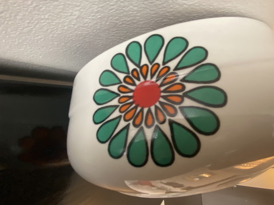 Image 1 of Rara pentola per fonduta di verdure vintage Villeroy & Boch degli anni '60/'70, variante floreale del modello Acapulco.
