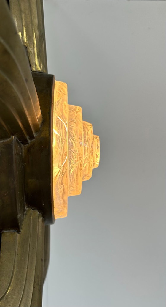 Image 1 of Vintage wall sconce in bronze and frosted glass, France, 1930