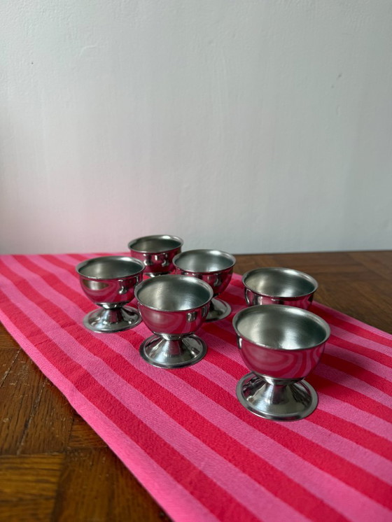 Image 1 of Set van 6 roestvrijstalen eierdopjes