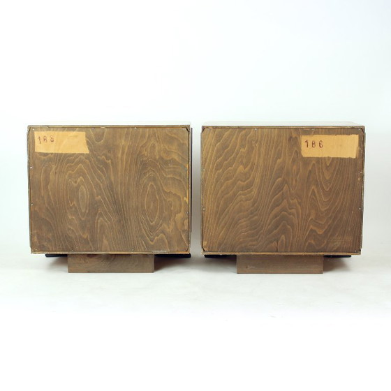 Art Deco Bedside Tables by Jindřich Halabala for UP Závody, 1930s, Nightstands, Wood, Brown (photo 12 of 17)