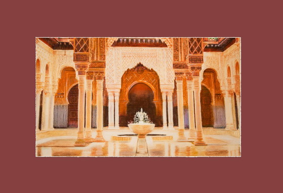Image 1 of Drawing of a mosque in Malaysia. Mosque drawing. Mosque painting. Mozarabic art. Oriental architecture. New.