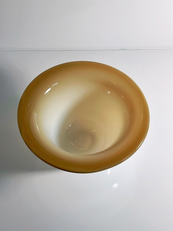 Image 1 of Italian Murano opal glass bowl Opalina milk glass bowl vase Mid - Century 1950s Cream White Beige 50s