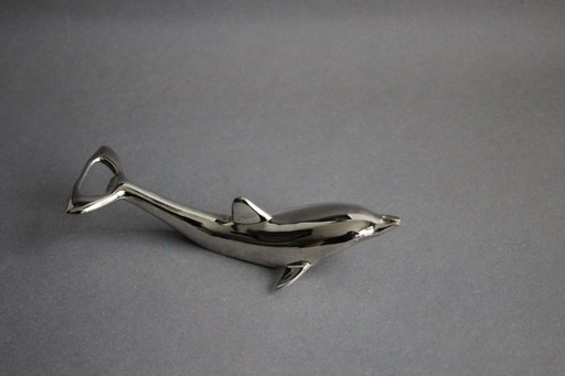 Vintage Flaschenöffner Delfin silberfarbenes Metall