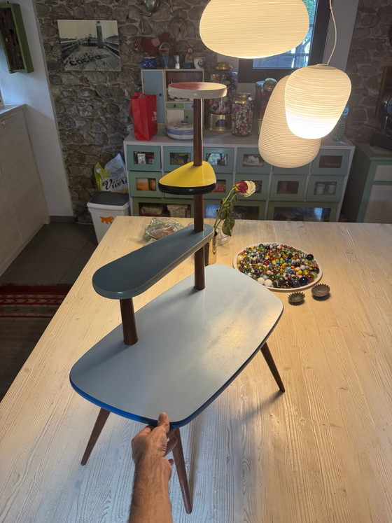 Mid-Century Meerlaagse Plantentafel – Jaren 50/60 Atomic Formica – Hout, lamine (photo 5 of 8)