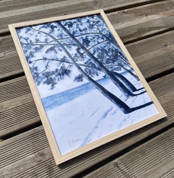 Image 1 of Inchiostro indaco su carta bianca, 40x30cm