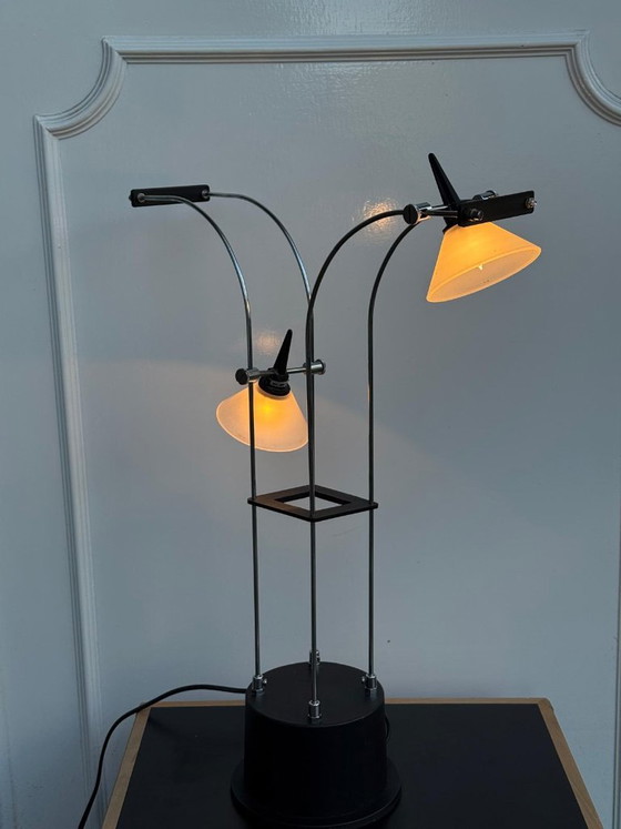 Lampe de table postmoderne de Fuder, Allemagne, années 1980 – Glass, Metal (photo 3 of 10)