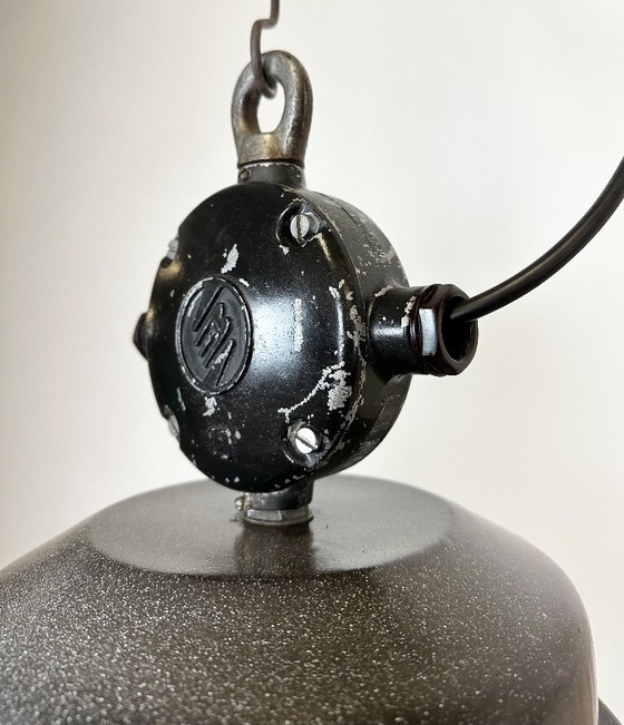 Image 1 of Large Dark Grey Enamel Industrial Factory Lamp from Elektrosvit, 1960s