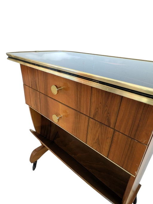 Vintage, mid-century side table with magazine rack