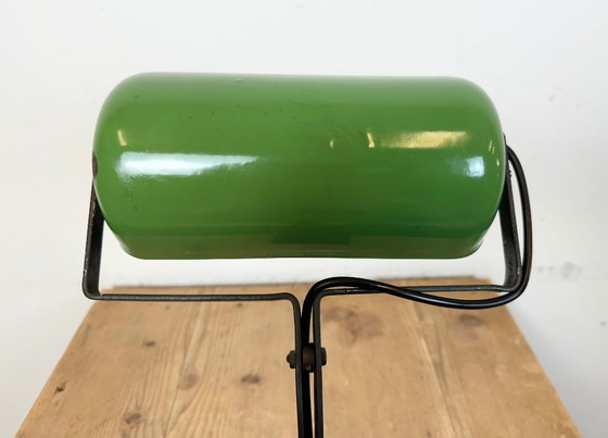 Image 1 of Vintage Green Enamel Bank Lamp, 1950s