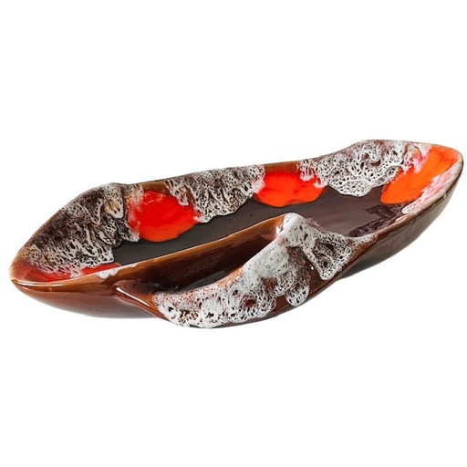 Coupe à fruits vintage en céramique Vallauris, couleur orange-brun, années 1960