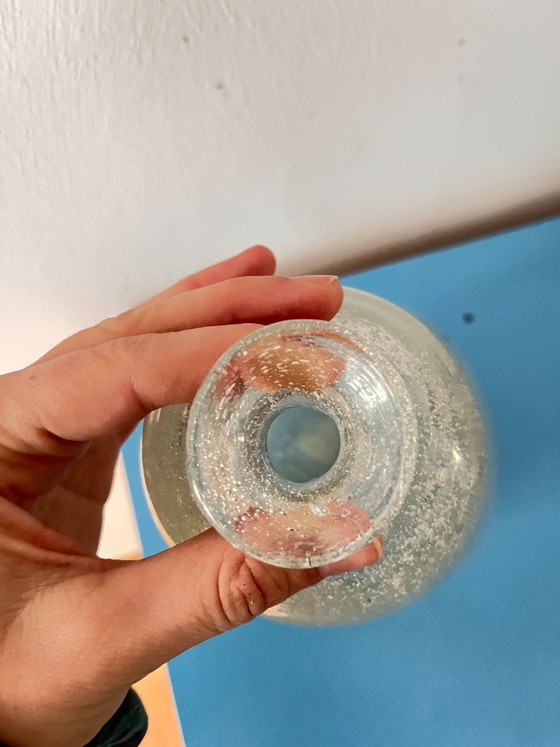 Image 1 of Vintage Bubble Glass Vase – Mid-Century Modern Artisan Hand-Blown Design