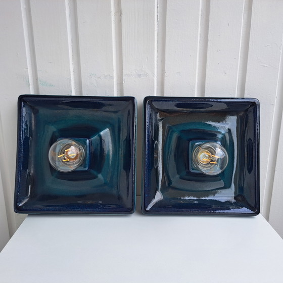 Rare find: 2 Hustadt lamps in petrol green (+ one free) Mid-Century Space Age 1970s – Hustadt Leuchten (photo 4 of 14)