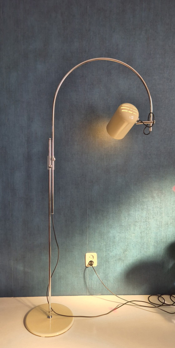 Image 1 of Vintage Floor Lamp / Gepo 1970s / Arc Lamp Ivory