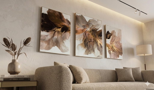 Modern and Contemporary Living Room Furniture, Minimalist Style. Triptych