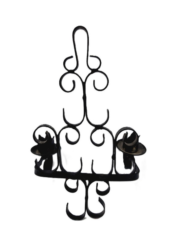 Image 1 of Portacandele doppio vintage, in ghisa, da appendere alla parete