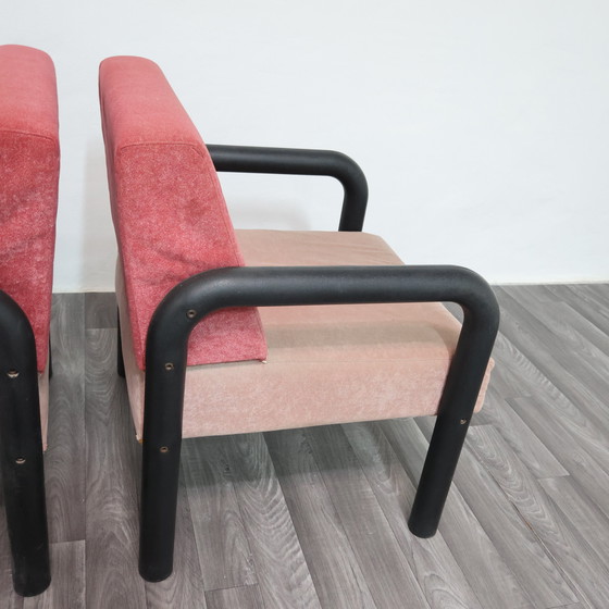 Image 1 of Paar postmoderne Memphis-stijl fauteuils uit de jaren 80, modern design