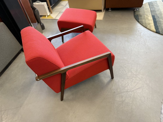 Image 1 of Harvink Splinter Armchair with Hocker walnut Hallingdal fabric
