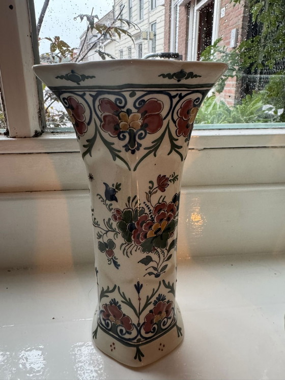 Delfts Polychroom Kast Vazen Plus Keramiek Schaaltje – Delfts polychroomel, Vasi, Porcelain, Ceramic (photo 5 of 9)