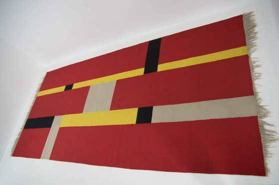 Image 1 of Tapis géométrique Bauhaus rare, années 1940