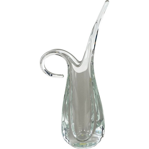 Vase vintage en cristal floral par Flavio Poli pour Art Vannes, France 1970