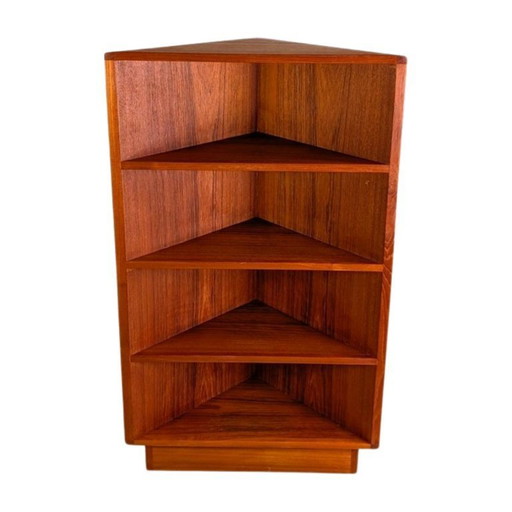 Midcentury corner shelf bookcase teak danish design vintage 1960