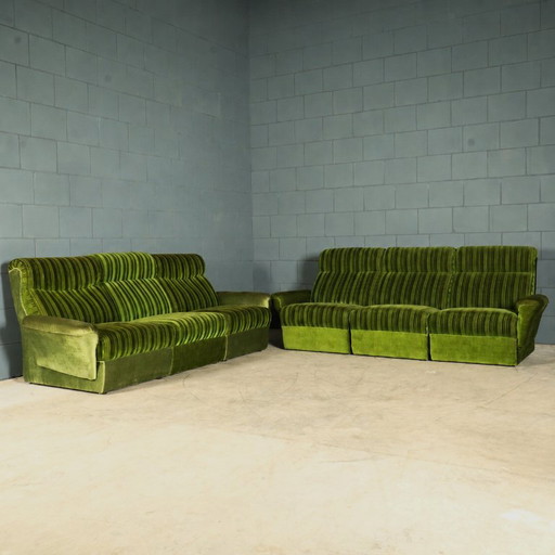 Vintage modular seating group - green velvet - 1960s – modulaire banken, Textile
