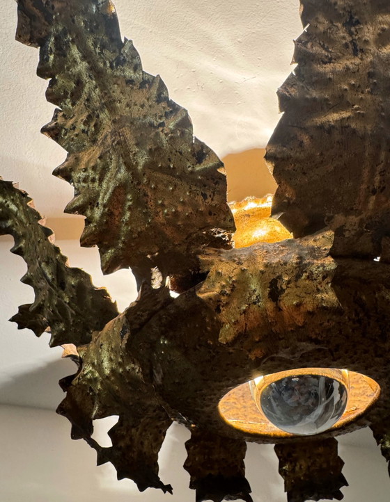 Plafonnier soleil fer forgé doré années 60 – Iron (photo 10 of 16)