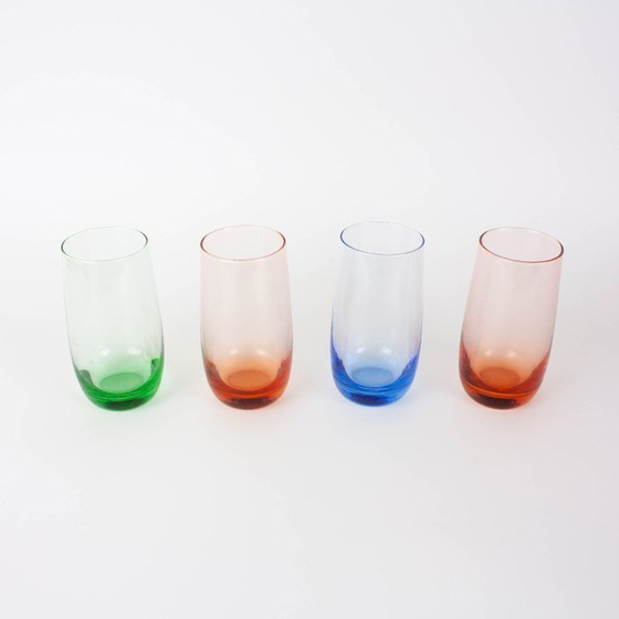 Image 1 of Set of 4 Italian Colorful Glasses, 1980s