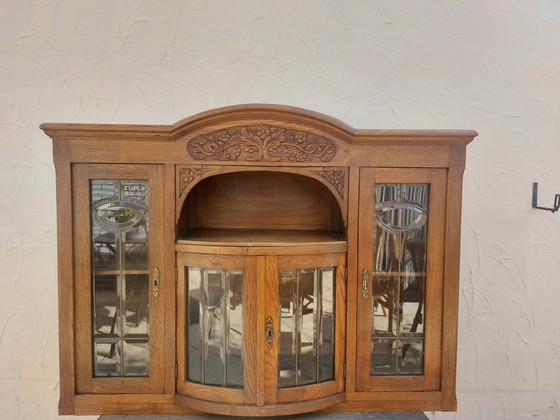 Image 1 of Vintage Eiken vitrinekast