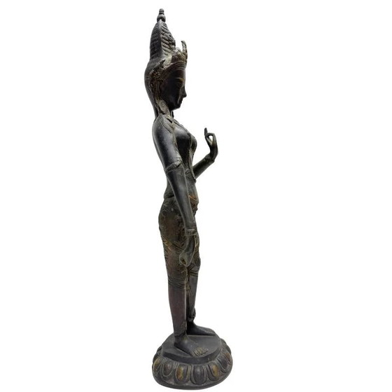 Antique Standing Tara - Bronze - Himalaya - 42 cm – Sculpture (photo 3 of 10)