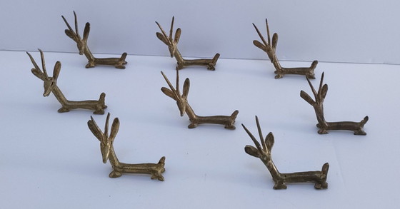 Image 1 of otto poggiacoltelli vintage in ottone modello gazzella