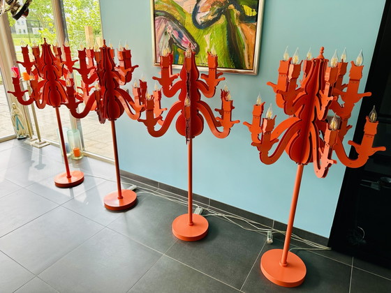 Lampadaires baroques vintage d'Amsterdam, 146 cm, lot de 4 – Brand van Egmond, polished steel, Glass (photo 10 of 15)