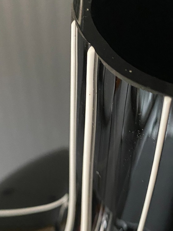 Vintage 1950s Black Glass Vase with White Trim (photo 7 of 16)