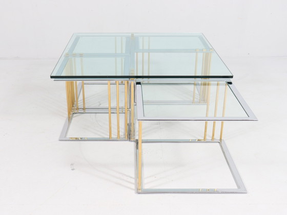 Image 1 of Coffee Table/ Tisch Mit Vier Satztischen Von Rolf Benz, Hollywood Regency, 1980Er Jahre