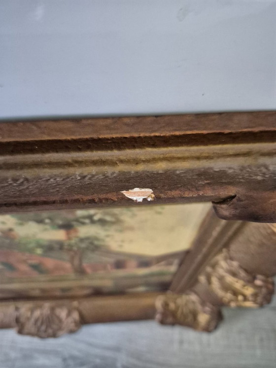 Image 1 of Antico dipinto paesaggistico olandese con canale e casa