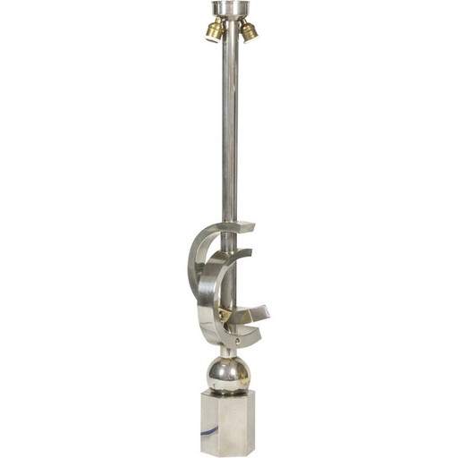 Vintage sculpturale lamp van verchroomd metaal, 1970