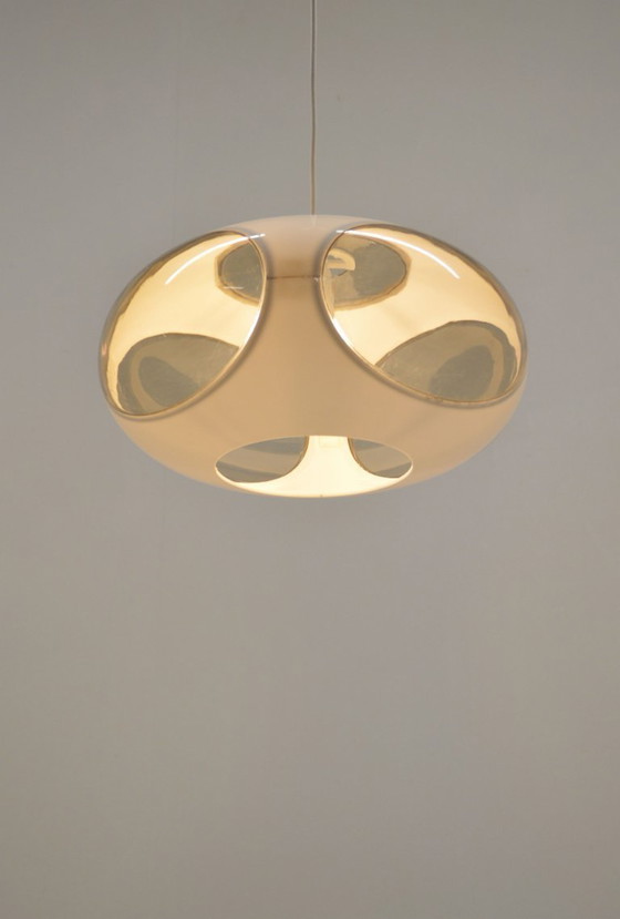 Image 1 of Space age UFO pendant lamp 'Bug Eye' (white) by Massive, 1970s