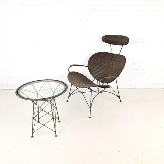 Image 1 of Vintage Yuzuru Yamakawa fauteuil met salontafel